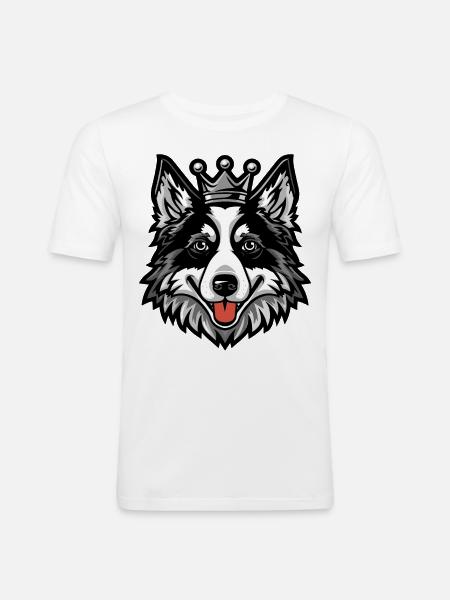 Border Collie Dog Crown - Men's Slim Fit T-Shirt - white