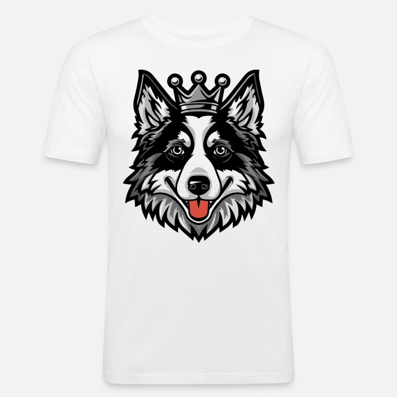 Border Collie Hund Krone - Männer Slim Fit T-Shirt - Weiß
