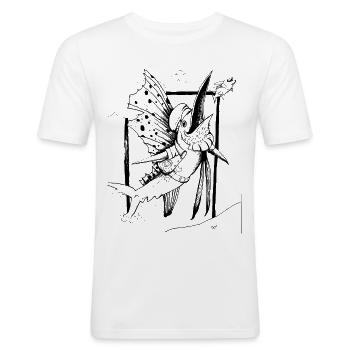 Fächerfisch_schwarz - Männer Slim Fit T-Shirt - Weiß - Vorne - Nik (191cm)
