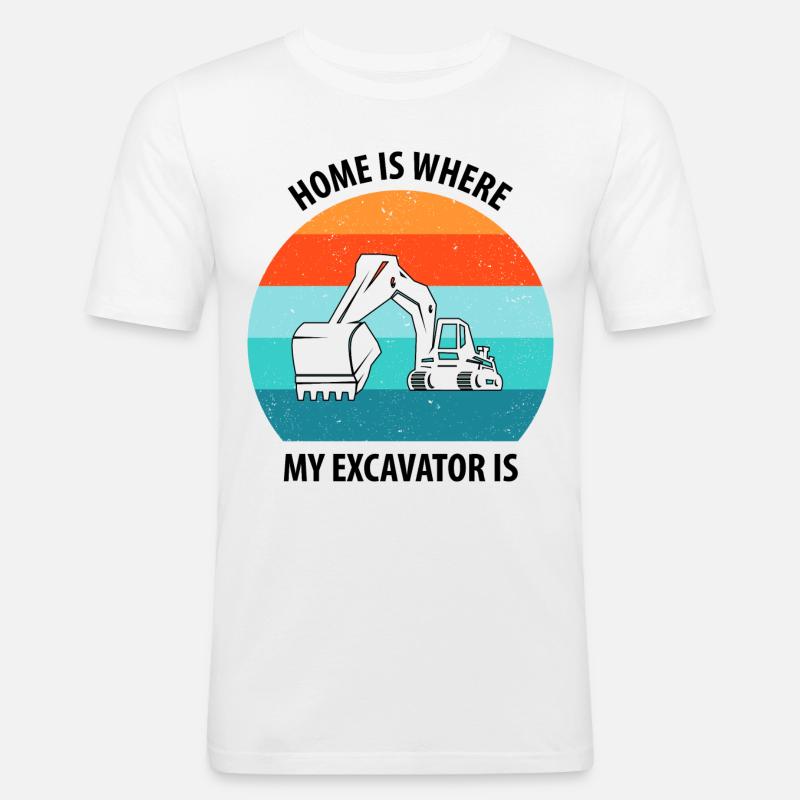 Bagger Baggerfahrer Baggerwagen - Männer Slim Fit T-Shirt - Weiß