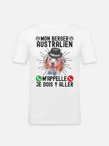 berger australien 2 - T-shirt près du corps Homme - blanc