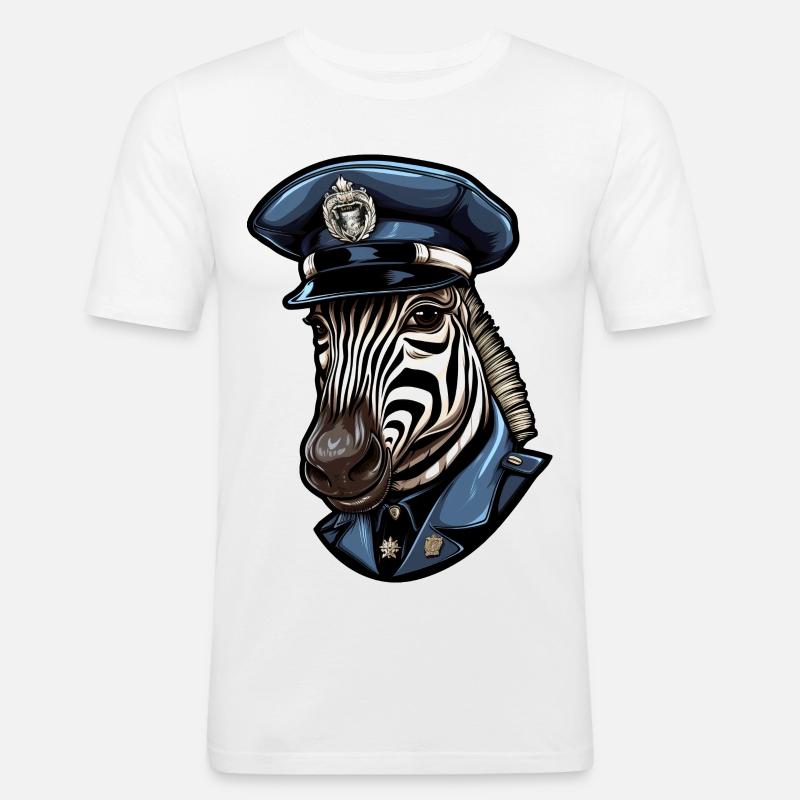 Zebra Polizei - Männer Slim Fit T-Shirt - Weiß