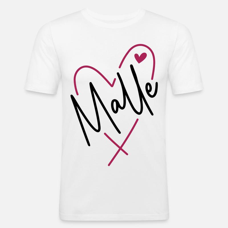 Malle Herz - Männer Slim Fit T-Shirt - Weiß