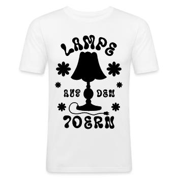 Lampe aus den 70ern - Männer Slim Fit T-Shirt - Weiß - Vorne - Nik (191cm)