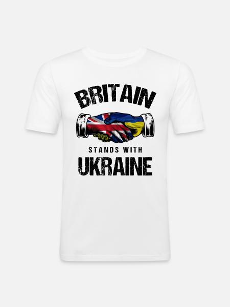 Britain Stands With Ukraine UK Ukrainian Flag - Men's Slim Fit T-Shirt - white