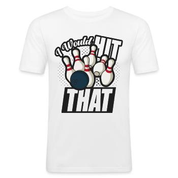 Je frapperais ce drôle de bowling retro bowler - T-shirt près du corps Homme - blanc - Devant - Nik (191cm)