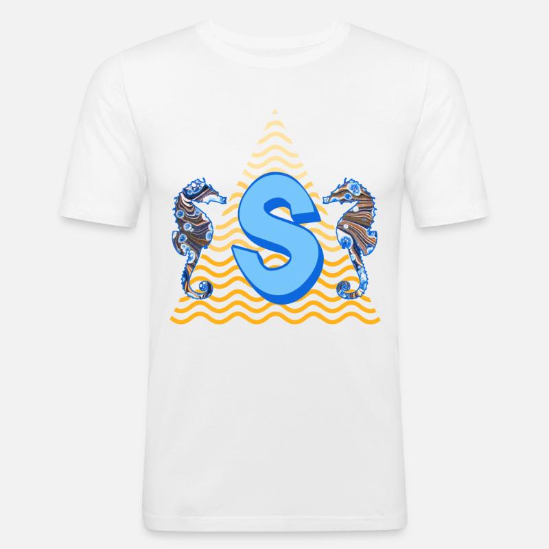 seepferdchen e 262 s - Männer Slim Fit T-Shirt - Weiß