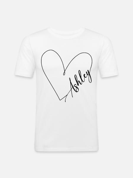 Ashley Name Herzlinie - Männer Slim Fit T-Shirt - Weiß
