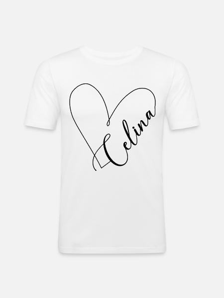 Celina Name Heart Line - Men's Slim Fit T-Shirt - white
