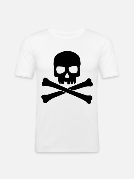 Black skull with crossed bones - Men's Slim Fit T-Shirt - white