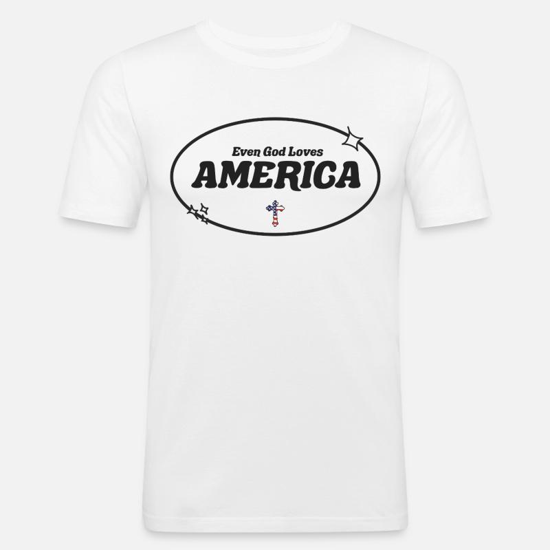 Even God Worships America - Men's Slim Fit T-Shirt - white
