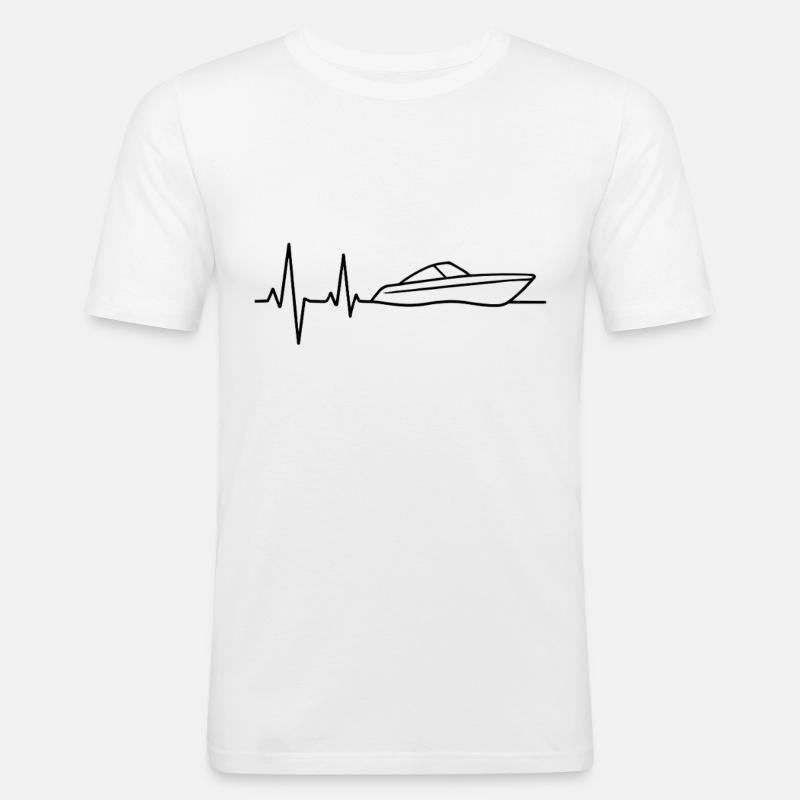 Boot Herzschlag – Motorboot Leben - Männer Slim Fit T-Shirt - Weiß