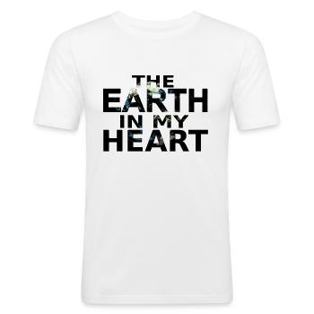 The Earth in My Heart / T-shirt - Men's Slim Fit T-Shirt - white - Front - Nik (191cm)