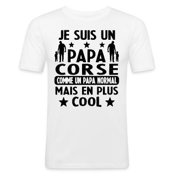 Papa Corse Plus Cool Cadeau - T-shirt près du corps Homme - blanc - Devant - Nik (191cm)