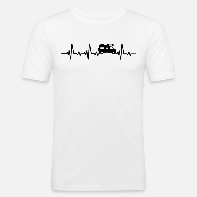 Camping Herzschlag Wohnmobil Campingplatz Camper - Männer Slim Fit T-Shirt - Weiß
