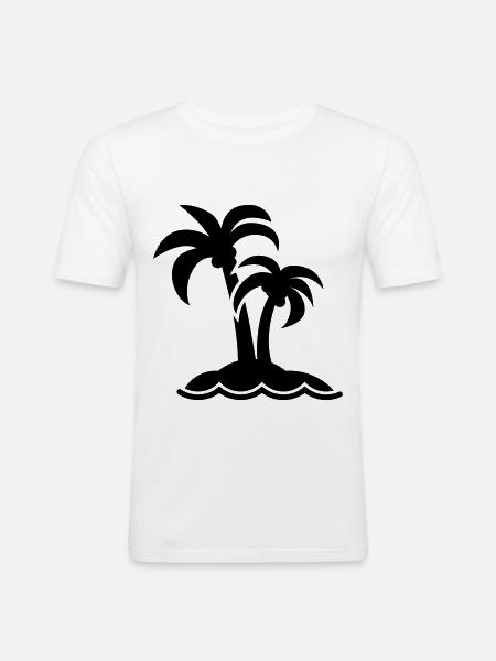 palm island symbol - Men's Slim Fit T-Shirt - white