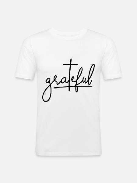 Grateful Religious Lettering - Men's Slim Fit T-Shirt - white