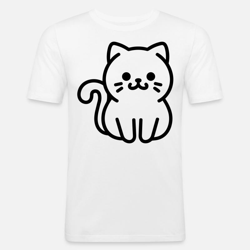 Katze - Männer Slim Fit T-Shirt - Weiß