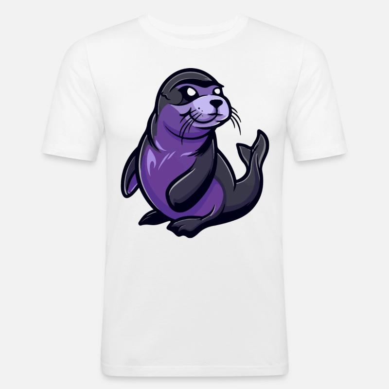 Robbe Tier Comic - Männer Slim Fit T-Shirt - Weiß