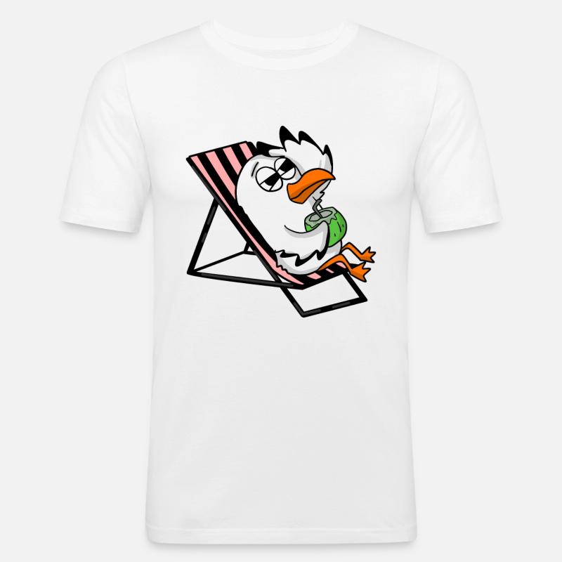 Möwe - Männer Slim Fit T-Shirt - Weiß