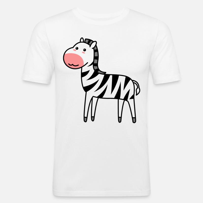 Zebra Comic Tier - Männer Slim Fit T-Shirt - Weiß