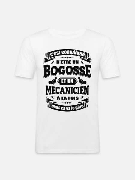 BOGOSSE ET MÉCANICIEN - T-shirt près du corps Homme - blanc