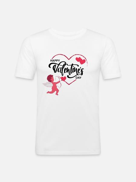 Happy Valentines Day Cupid - Men's Slim Fit T-Shirt - white
