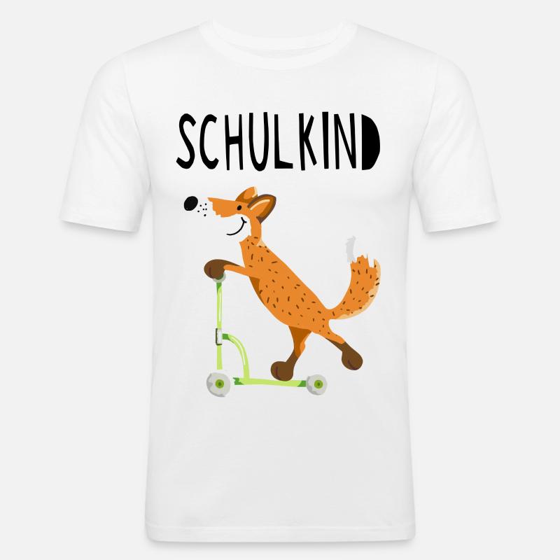 Endlich Schuldkind - Kleiner Fuchs mit Roller - Männer Slim Fit T-Shirt - Weiß