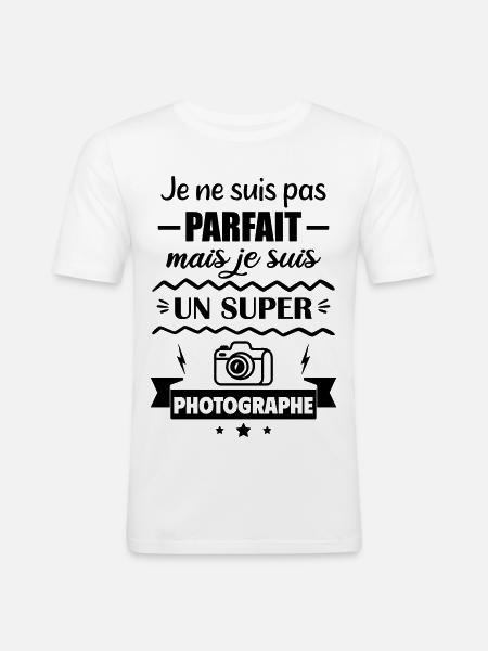 Not perfect but great photographer - Men's Slim Fit T-Shirt - white
