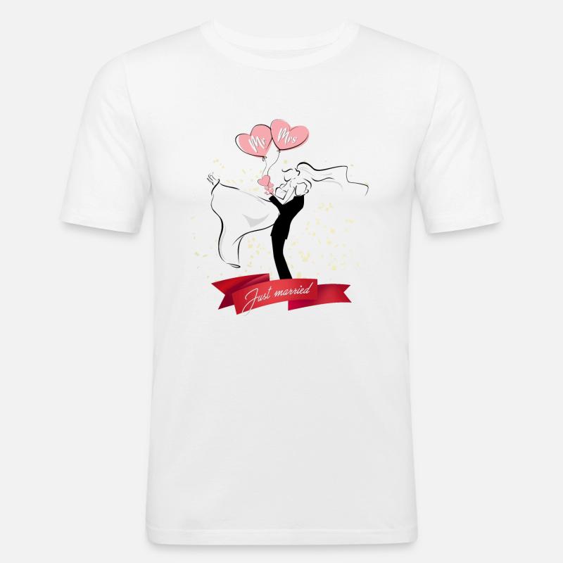 Geschenkidee zur Hochzeit oder zum Hochzeitstag - Männer Slim Fit T-Shirt - Weiß