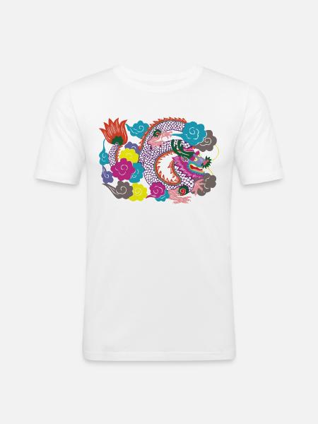 Dragon Japon - T-shirt près du corps Homme - blanc