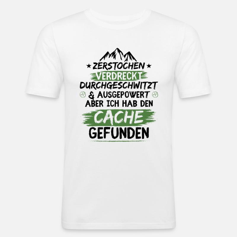 Zerstochen verdreckt durchgeschwitzt - Männer Slim Fit T-Shirt - Weiß