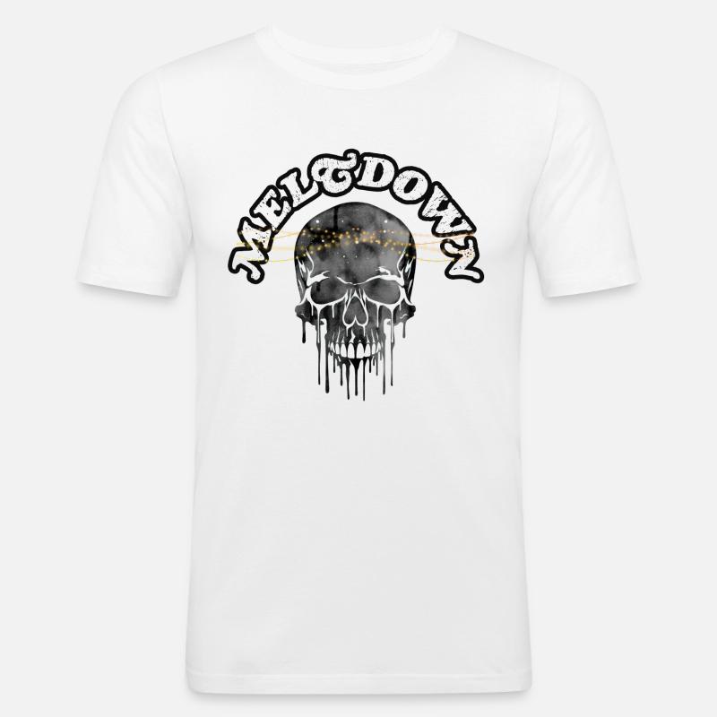 Meltdown Skull - Männer Slim Fit T-Shirt - Weiß