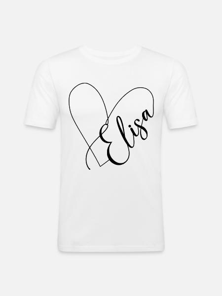Elisa Nome Linea Cuore - Maglietta aderente da uomo - bianco