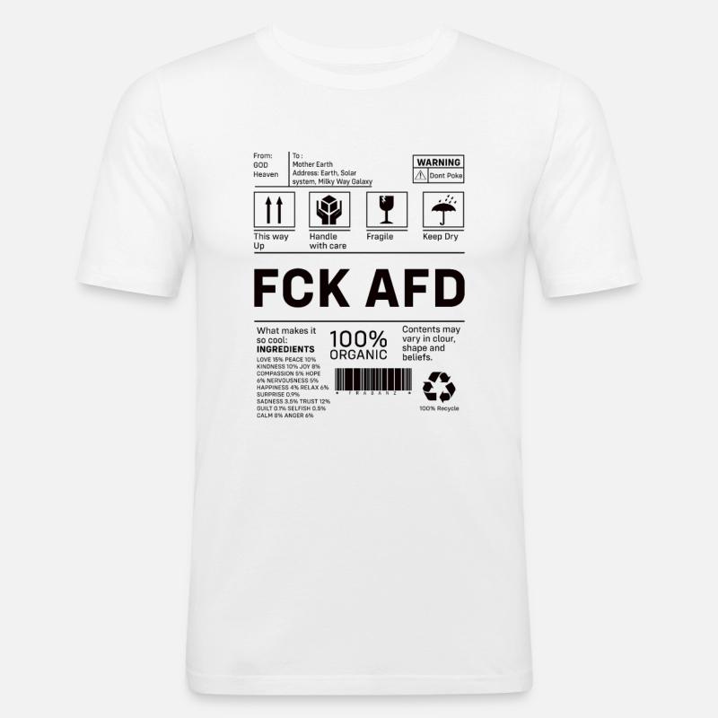 FCK AFD Label - Männer Slim Fit T-Shirt - Weiß