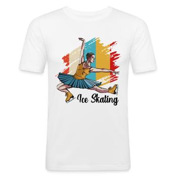 Eislaufen - Männer Slim Fit T-Shirt - Weiß - Vorne - Nik (191cm)