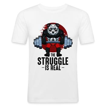 Cadeau Bodybuilder Cool Body Building Panda - T-shirt près du corps Homme - blanc - Devant - Nik (191cm)