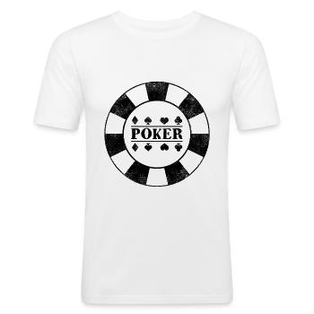 Poker poker cartes jetons de poker - T-shirt près du corps Homme - blanc - Devant - Nik (191cm)