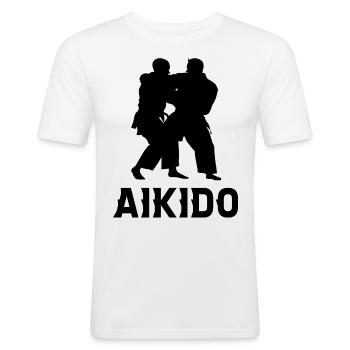 Aikido - Männer Slim Fit T-Shirt - Weiß - Vorne - Nik (191cm)