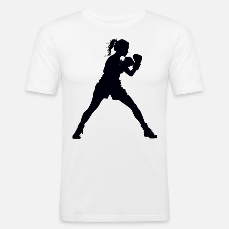 Frau Mädchen Boxen - Männer Slim Fit T-Shirt - Weiß