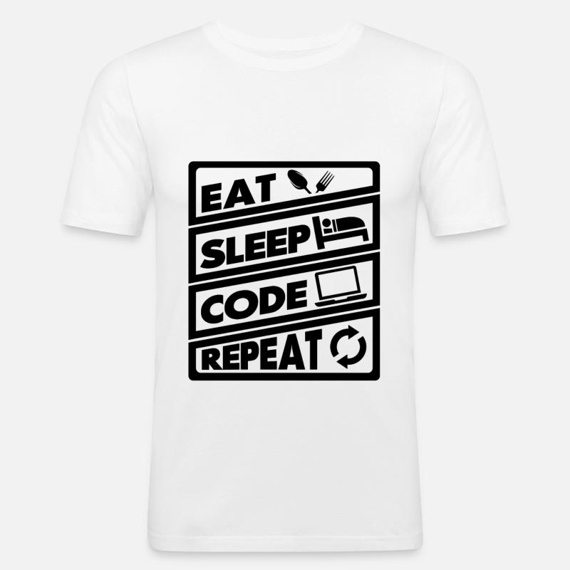 Eat Sleep Code Recurrence | encoder - Men's Slim Fit T-Shirt - white