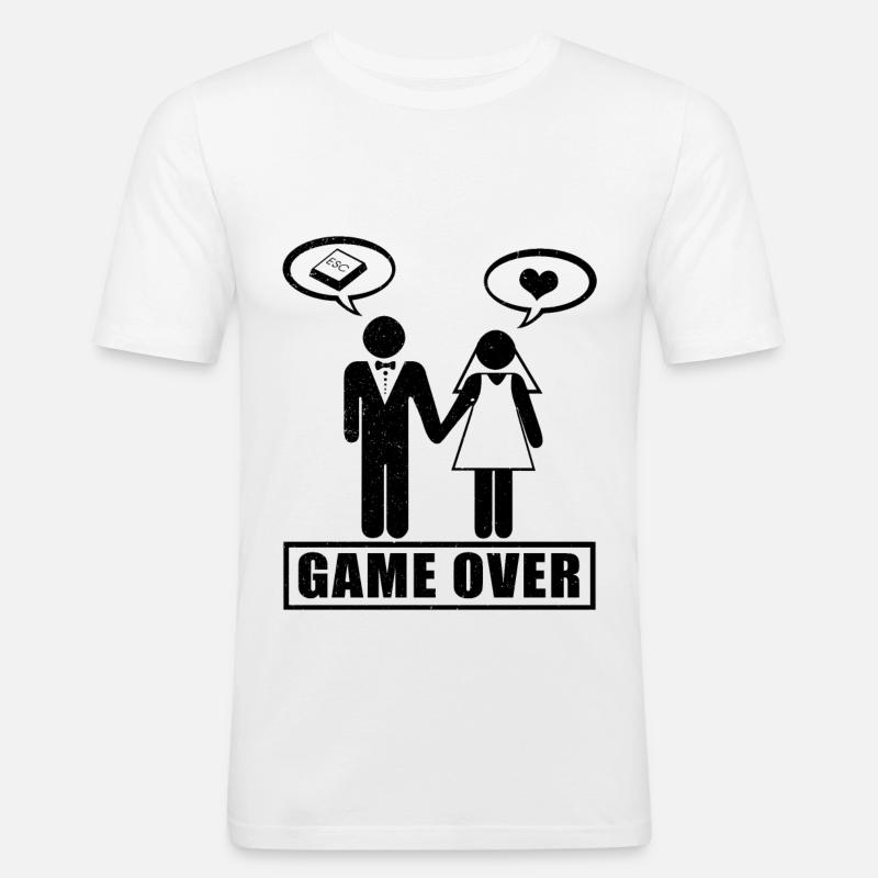 Game Over | Hochzeitsgeschenk Ehepaar ESC - Männer Slim Fit T-Shirt - Weiß