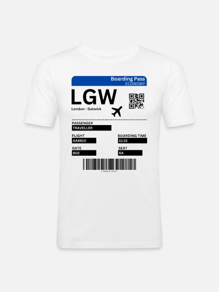 London Gatwick LGW Airport Flight Ticket Idea - Men's Slim Fit T-Shirt - white