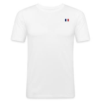Drapeau Français - T-shirt près du corps Homme - blanc - Devant - Nik (191cm)