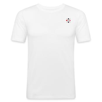 Kartenspiel Symbole | Minimal | Mehrfarbig - Männer Slim Fit T-Shirt - Weiß - Vorne - Nik (191cm)