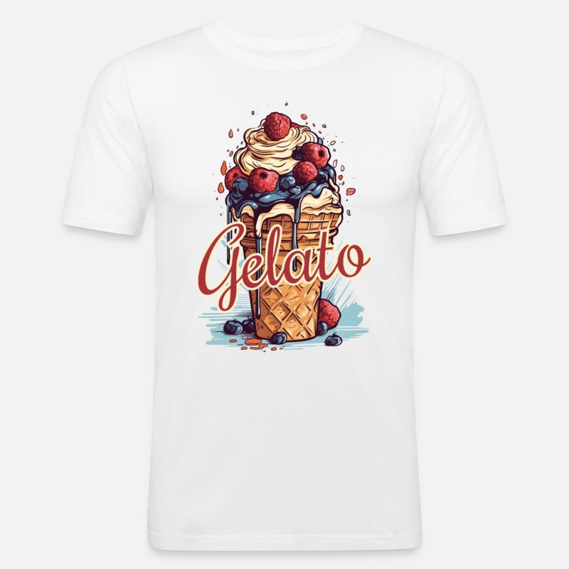 Gelato Eis Eiscreme Eisdiele - Männer Slim Fit T-Shirt - Weiß