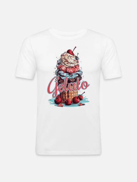 Gelato Eis Eiscreme Eisdiele - Männer Slim Fit T-Shirt - Weiß