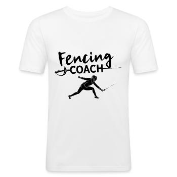 Fencing Coach Florett Degen Fencing Sport Trainer - Men's Slim Fit T-Shirt - white - Front - Nik (191cm)