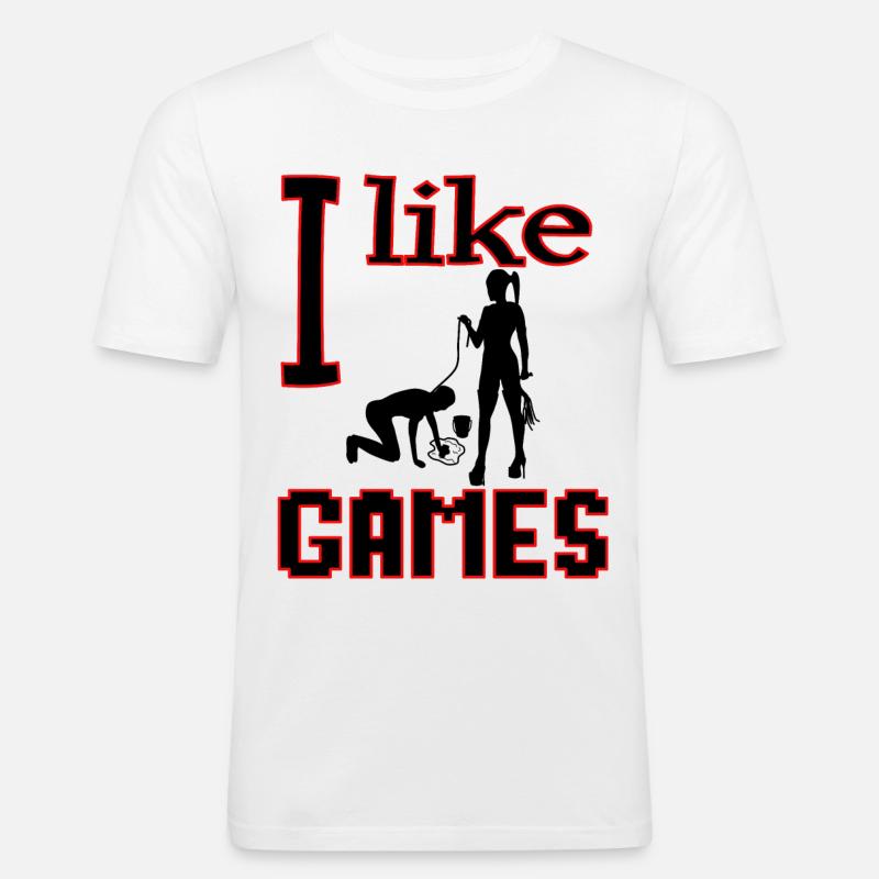 Mi piace Games Domina Mistress - Maglietta aderente da uomo - bianco
