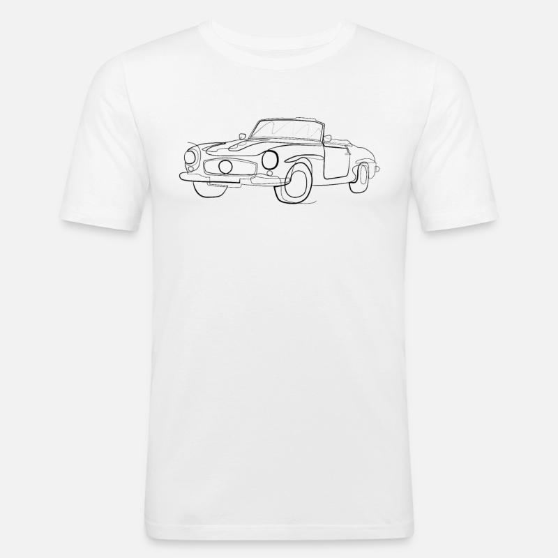 Oldtimer Cabrio - one line drawing - Männer Slim Fit T-Shirt - Weiß